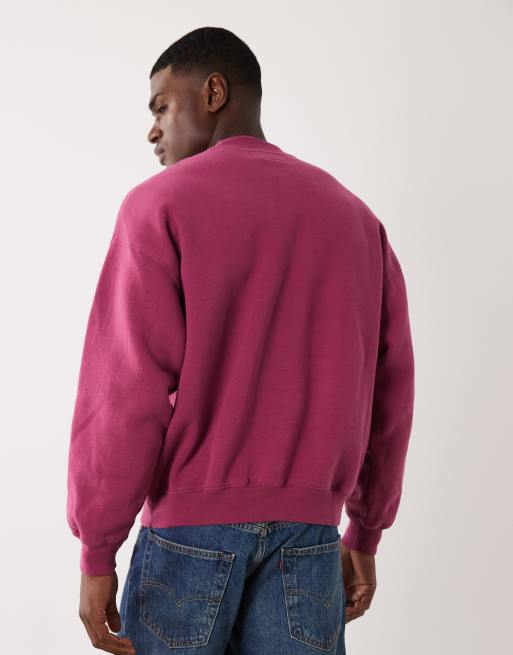 Abercrombie & Fitch essential sweatshirt in berry red, 3 of 5