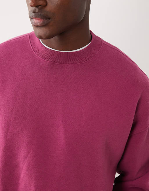 Abercrombie & Fitch essential sweatshirt in berry red, 4 of 5