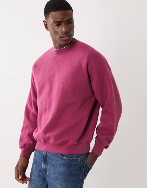 Abercrombie & Fitch essential sweatshirt in berry red, 5 of 5
