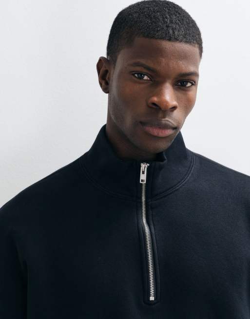 Abercrombie & Fitch essential sweatshirt med 1/4-zip i sort, 5 af 5