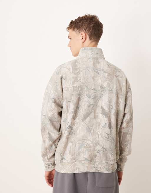 Abercrombie & Fitch - Essential - Sweatshirt met korte rits in licht camo, 4 van 4
