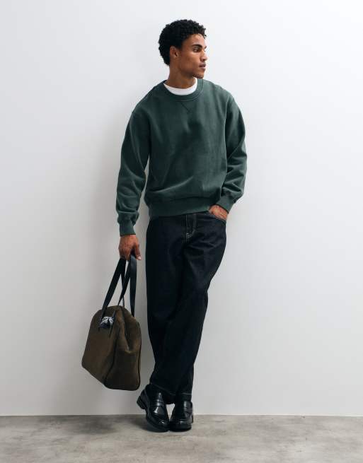 Abercrombie & Fitch Essential Sweatshirt mit Rundhalsausschnitt in Flaschengrün, 2 von 5