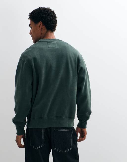 Abercrombie & Fitch Essential Sweatshirt mit Rundhalsausschnitt in Flaschengrün, 5 von 5