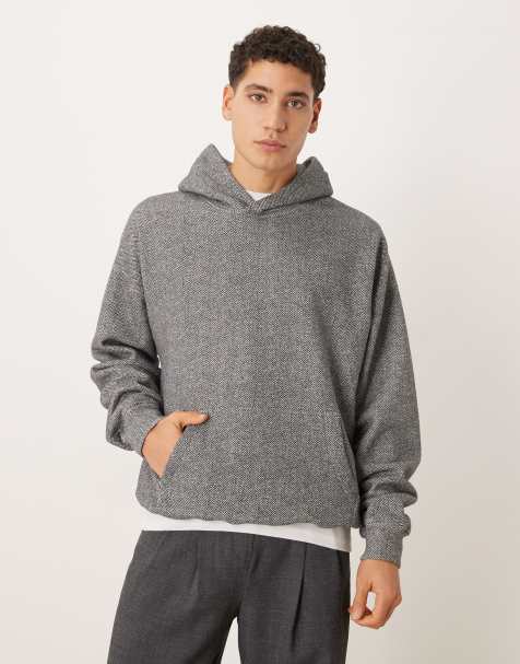 Abercrombie & Fitch – Essential – Szara bluza z kapturem w jodełkę - view 1