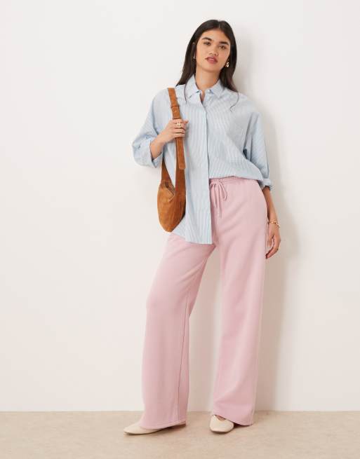 Abercrombie & Fitch essential wide leg fleece sweatpants in pink