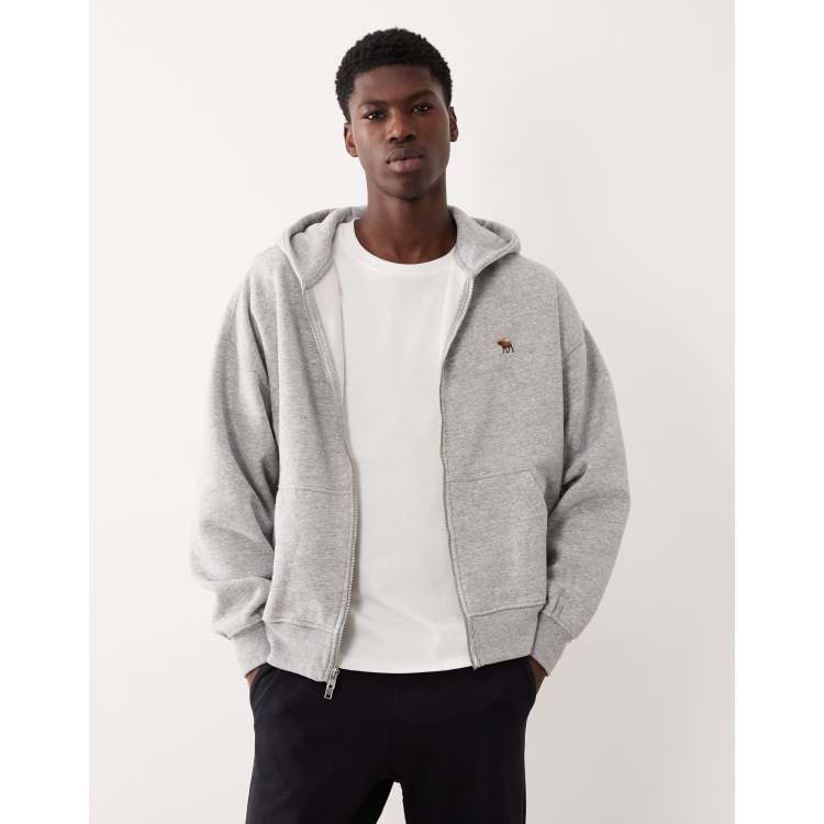 Abercrombie & Fitch essential zip hoodie in grey | ASOS