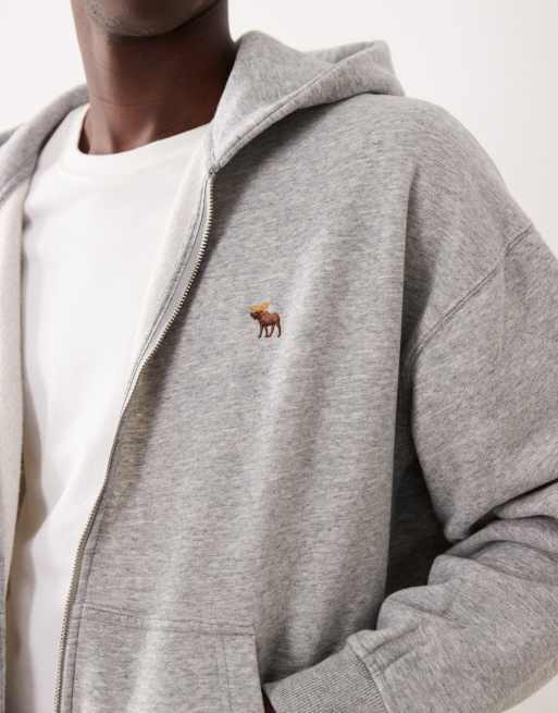 Abercrombie & Fitch essential zip hoodie in grey , 5 of 5