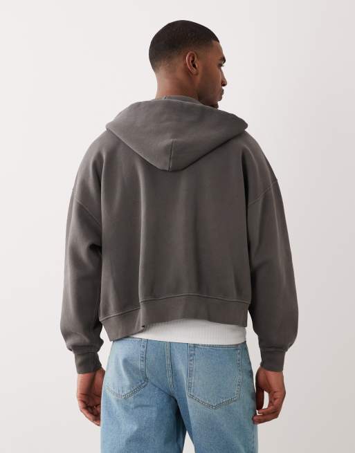 Abercrombie & Fitch essential zip through hoodie in charcoal, 5 of 5