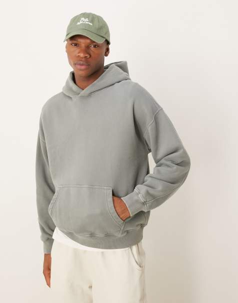 Abercrombie & Fitch - Essentials - Felpa con cappuccio grigio slavato - view 1