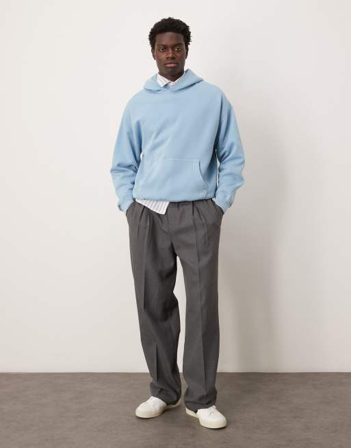 Abercrombie & Fitch essentials hoodie in acid wash blue