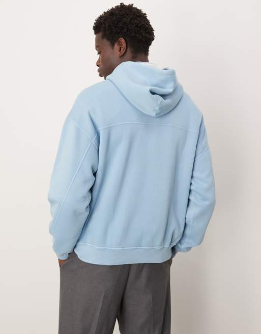 Abercrombie & Fitch essentials hoodie in acid wash blue