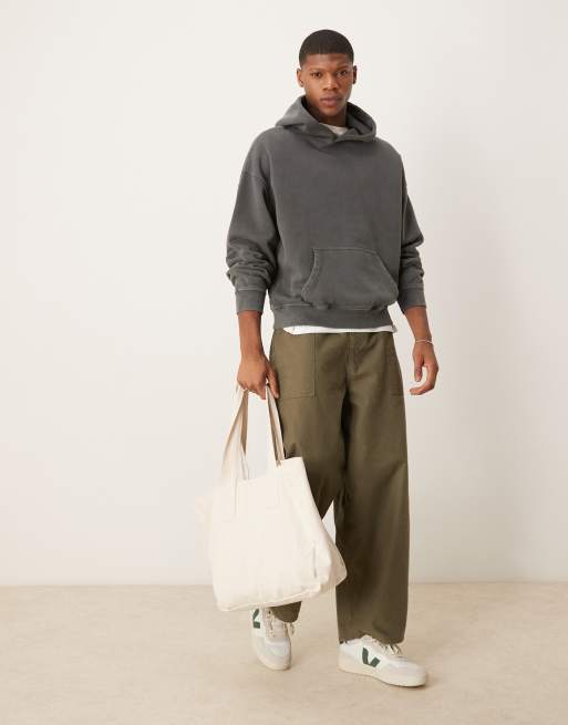 Abercrombie & Fitch Essentials hoodie in washed gray