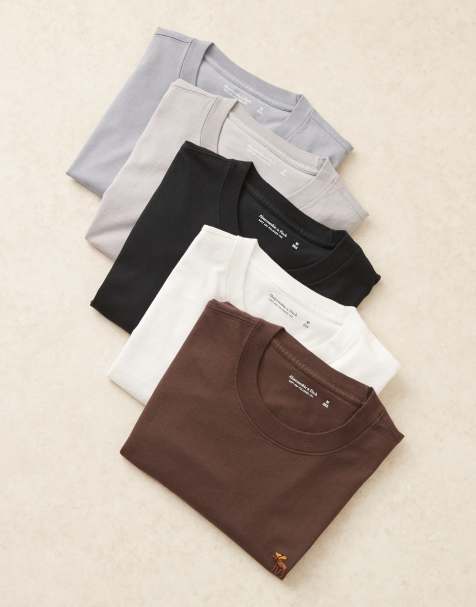 Abercrombie & Fitch - Essentials - Pakke med 5 T-shirts i hvid/multifarve - view 1