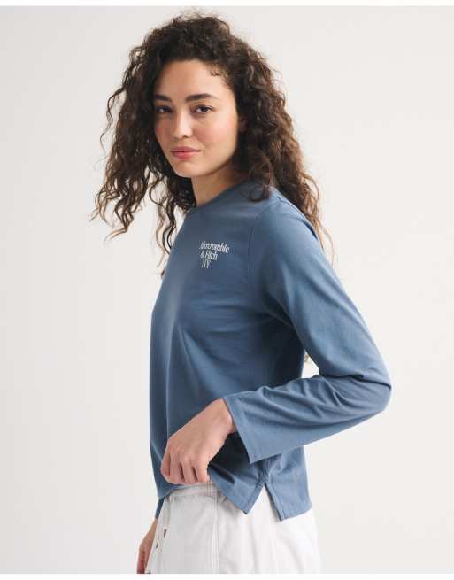 Abercrombie & Fitch Everyday logo easy tee in blue, 5 of 7
