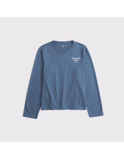 Abercrombie & Fitch Everyday logo easy tee in blue, 7 of 7