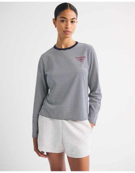 Abercrombie & Fitch Everyday logo tee in black stripe