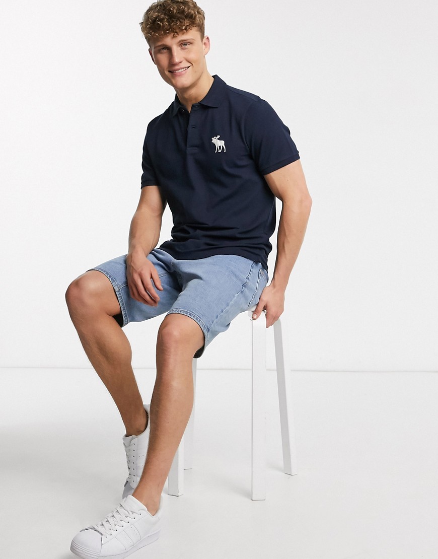Abercrombie & Fitch exploded icon logo polo in navy