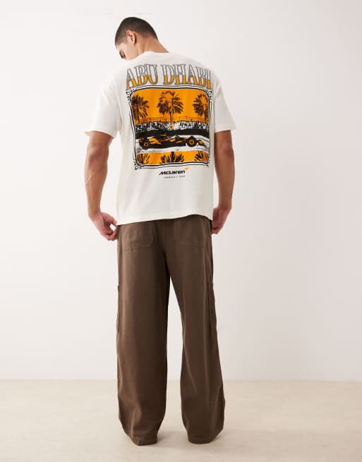 Abercrombie & Fitch f1 back graphic t-shirt in white, 2 of 5