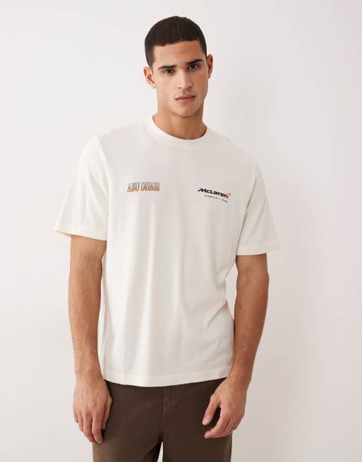 Abercrombie & Fitch f1 back graphic t-shirt in white, 3 of 5