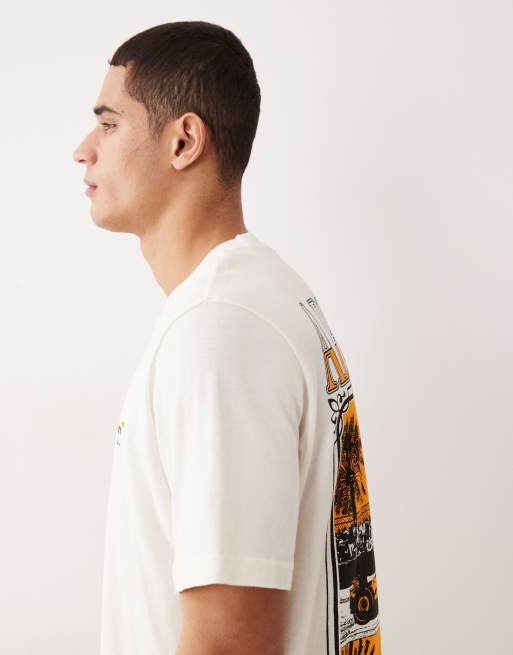 Abercrombie & Fitch f1 back graphic t-shirt in white, 4 of 5