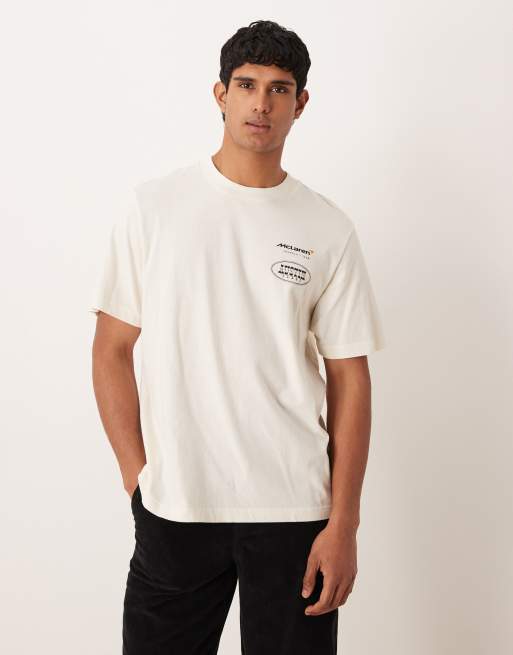Abercrombie & Fitch f1 back graphic t-shirt in white, 3 of 5
