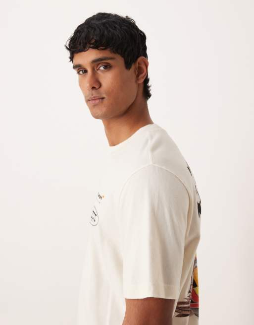 Abercrombie & Fitch f1 back graphic t-shirt in white, 4 of 5