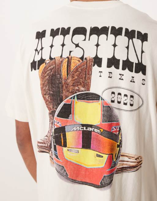 Abercrombie & Fitch f1 back graphic t-shirt in white, 5 of 5