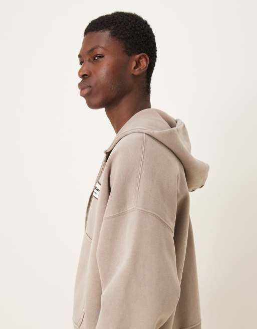 Abercrombie & Fitch f1 graphic zip hoodie in beige | ASOS