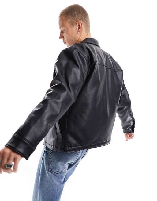 Abercrombie leather clearance jacket mens