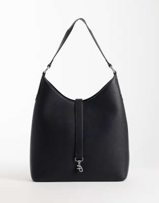 Abercrombie & Fitch Faux Leather Shoulder Bag With Hardware Detail In Black