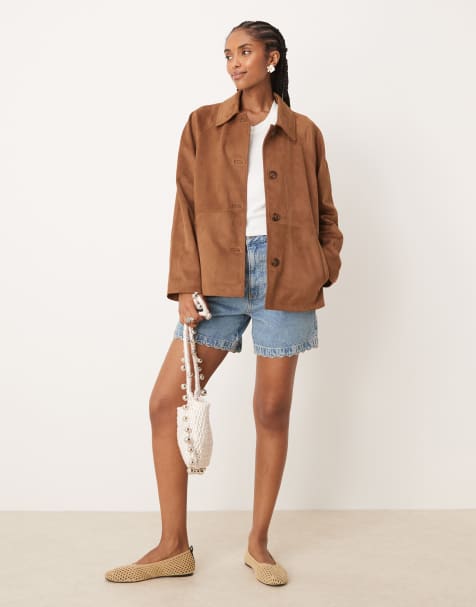 Abercrombie & Fitch faux suede jacket in light brown - view 1