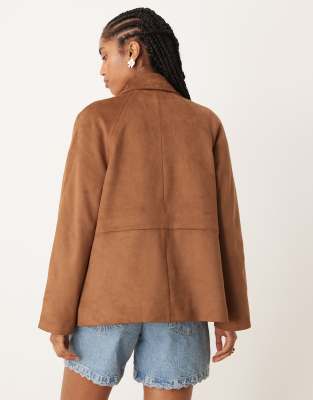 Abercrombie & Fitch Faux Suede Jacket In Brown