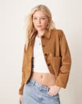 [Abercrombie & Fitch] Abercrombie & Fitch faux suede jacket in tan-Brown XL TAN