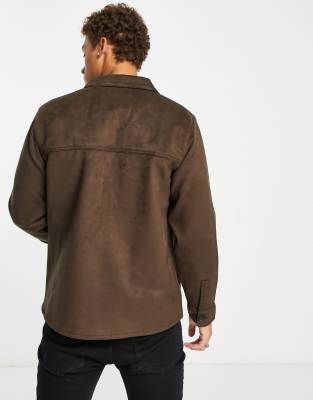 アバクロ  ブラウンコーデュロイジャケット Abercrombie & Fitch faux suede overshirt jacket in brown | ASOS