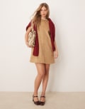 [Abercrombie & Fitch] Abercrombie & Fitch faux suede sleeveless blazer dress in tan-Brown 2XS TAN