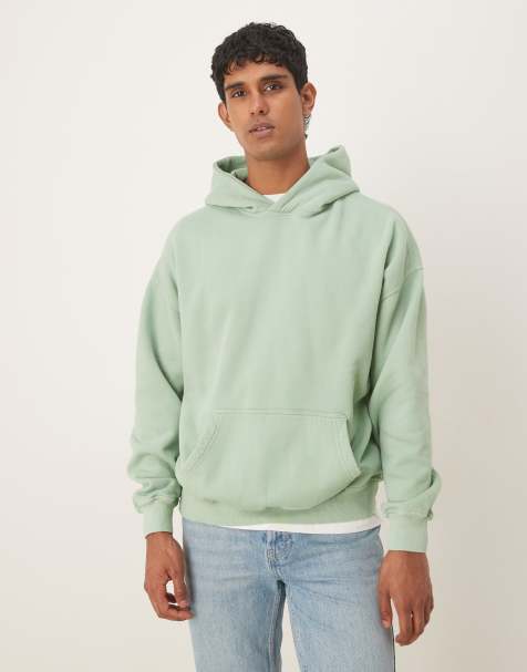 Abercrombie & Fitch - Felpa basic con cappuccio e tasca sul davanti verde chiaro - view 1