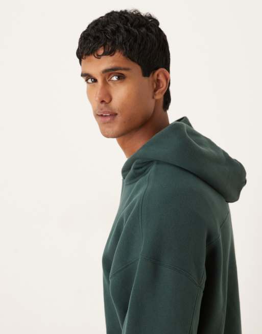 Abercrombie & Fitch - Felpa basic verde con cappuccio e tasca sul davanti, 4 di 5