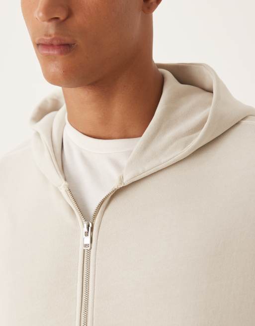 Abercrombie Fitch Felpa con cappuccio beige taglio corto con