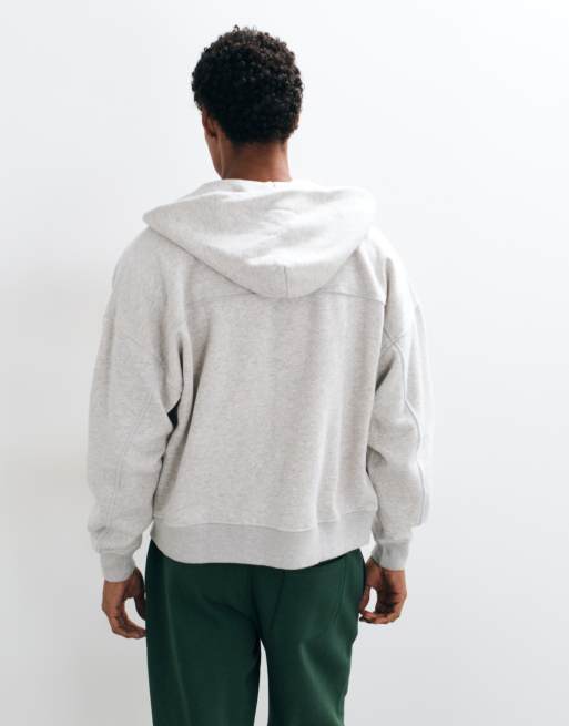 Abercrombie & Fitch felpa con cappuccio e zip con logo icon grigio chiaro, 2 di 5