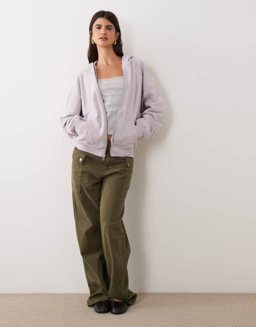 Abercrombie & Fitch felpa con cappuccio e zip con logo laterale lilla, 4 di 4
