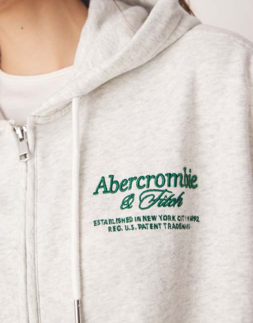 Abercrombie & Fitch - Felpa con cappuccio e zip grigio chiaro, 2 di 4