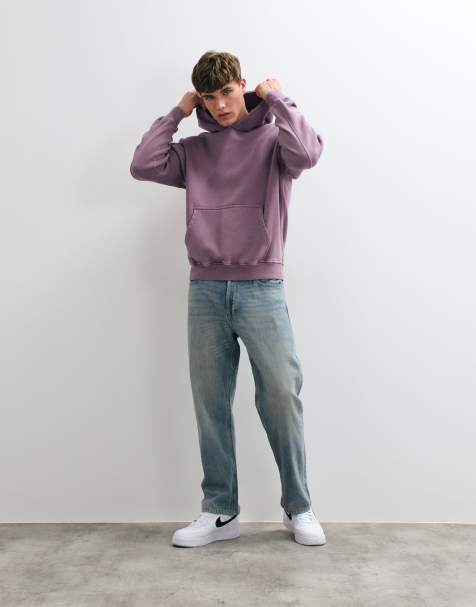Abercrombie & Fitch felpa con cappuccio essenziale in lilla slavato - view 1
