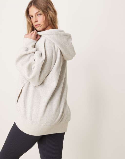 Abercrombie & Fitch - Felpa con cappuccio grigia con zip, 3 di 4