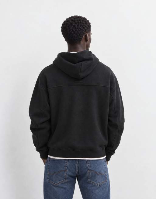 Abercrombie & Fitch felpa con cappuccio icon logo nera, 6 di 9
