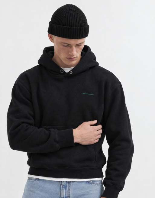 Abercrombie & Fitch felpa con cappuccio pesante con logo script nera, 9 di 9