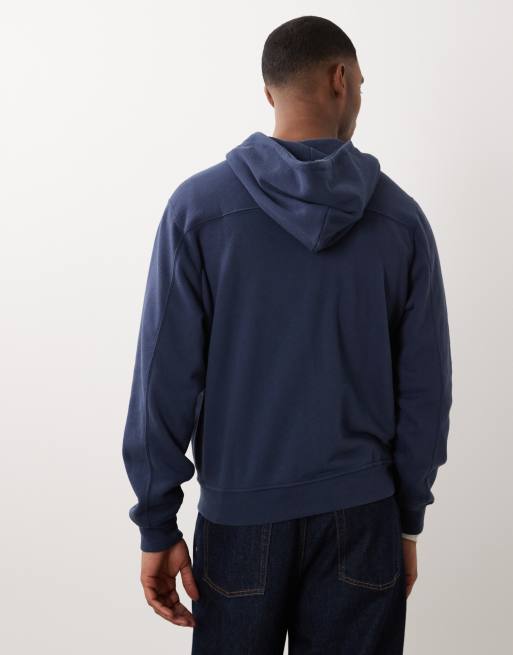 Abercrombie & Fitch - Felpa con cappuccio premium blu navy con zip e logo, 2 di 5