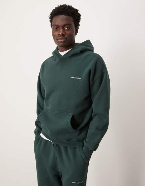 Abercrombie & Fitch - Felpa con cappuccio verde scuro con logo timeless in coordinato - view 1