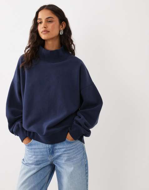 Abercrombie & Fitch felpa con collo alto navy - view 1