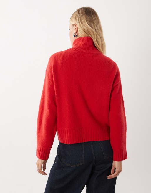 Abercrombie & Fitch felpa con zip corta rossa, 4 di 4
