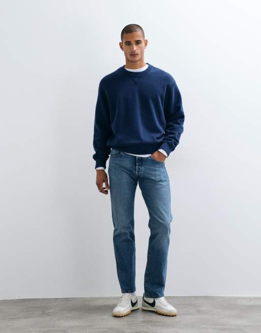 Abercrombie & Fitch felpa girocollo essenziale navy, 2 di 5